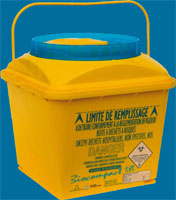 Borne de collecte de boites a aiguilles et de dechets d'activites de soins (DASRI) a l'usage des diabetiques
